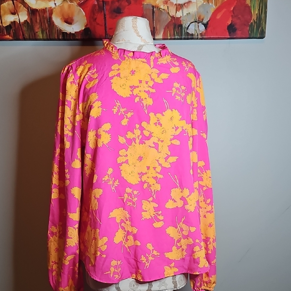 Floral Pink and Yellow Women's Top